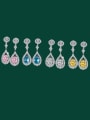 thumb Brass Cubic Zirconia Multi Color Square Dainty Drop Earring 2