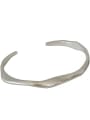 thumb 925 Sterling Silver  Vintage Simple irregular bumpy smooth surface Cuff Bangle 4