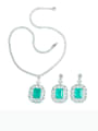 thumb Brass Cubic Zirconia Luxury Geometric Earring and Necklace Set 4