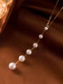 thumb 925 Sterling Silver Imitation Pearl Tassel Minimalist Lariat Necklace 3