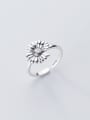 thumb 925 Sterling Silver Flower Vintage Free Size Band Ring 0