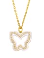 thumb Brass Cubic Zirconia Hollow Butterfly Hip Hop Necklace 0