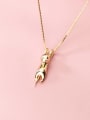 thumb 925 Sterling Silver Simple  cute lazy cat pendant Necklace 0