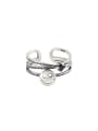 thumb 925 Sterling Silver Geometric Vintage Smiley Stackable Ring 0
