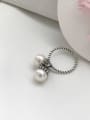 thumb 925 Sterling Silver Freshwater Pearl Vintage Bead Ring 1