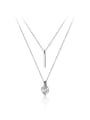 thumb 925 Sterling Silver Cubic Zirconia Round Minimalist Multi Strand Necklace 4