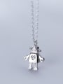 thumb 925 Sterling Silver Irregular Cute Robot Pendant Necklace 2