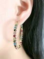 thumb Copper Multi Color Glass stone  Rainbow Statement Hoop Earring 1