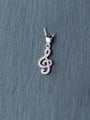 thumb 925 Sterling Silver Simple fashion full diamond notes pendant Necklace 0