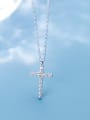 thumb 925 Sterling Silver With Platinum Plated Fashion Cross Necklaces 1