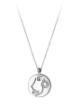 thumb 925 Sterling Silver Minimalist Portrait Round card Pendant Necklace 3