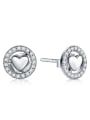 thumb 925 Sterling Silver Cubic Zirconia Heart Classic Stud Earring 0