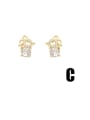 thumb Brass Cubic Zirconia Animal Minimalist Stud Earring 3