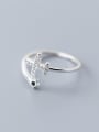 thumb 925 Sterling Silver Cubic Zirconia White Cross Minimalist Band Ring 3