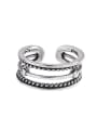 thumb 925 Sterling Silver  Vintage Simple double line round beads  Band Ring 0