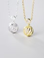 thumb 925 Sterling Silver Simple hollow ball pendant Necklace 0