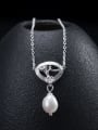 thumb 925 Sterling Silver Imitation Pearl Flower Vintage Necklace 1