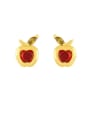 thumb Brass Rhinestone Friut Cute Stud Earring 3