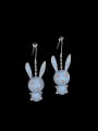 thumb Brass Rhinestone Rabbit Cute Hook Earring 0