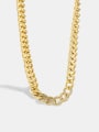 thumb Brass Rhinestone Geometric Hip Hop Hollow Chain Necklace 0