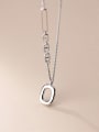 thumb 925 Sterling Silver Bead Chain Hollow Geometric Vintage Necklace 3