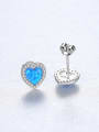 thumb 925 Sterling Silver Opal Heart Dainty Stud Earring 4