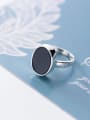 thumb 925 sterling silver minimalist  black  round  acrylic Free Size ring 3