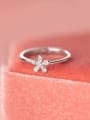 thumb 925 Sterling Silver Cubic Zirconia Flower Minimalist Band Ring 2