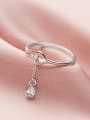 thumb 925 Sterling Silver Cubic Zirconia Water Drop Minimalist Band Ring 0