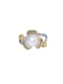 thumb Brass Freshwater Pearl Flower Vintage Band Ring 0