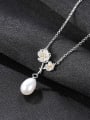 thumb 925 Sterling Silver  Fashion two color  plating Plum Blossom Freshwater Pearl Necklace 2