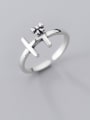 thumb 925 Sterling Silver Cross Vintage Free Size Ring 1