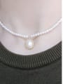 thumb Brass Freshwater Pearl Round Minimalist Necklace 1