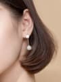 thumb 925 Sterling Silver Imitation Pearl Round Minimalist Hook Earring 2