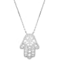 thumb 925 Sterling Silver Cubic Zirconia Palm Minimalist Necklace 4