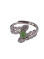 thumb 925 Sterling Silver Jade Leaf Dainty Band Ring 0