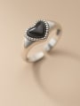 thumb 925 Sterling Silver Resin Heart Vintage Band Ring 0