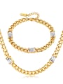thumb Stainless steel Cubic Zirconia Hip Hop Geometric Bracelet and Necklace Set 0