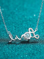 thumb Sterling Silver Moissanite Letter Love Dainty Necklace 2