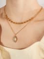thumb Stainless steel Cats Eye Geometric Vintage Multi Strand Necklace 1