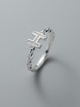 thumb 925 Sterling Silver Cubic Zirconia Letter Dainty Band Ring 2