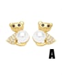 thumb Brass Imitation Pearl Crown Cute Stud Earring 3