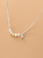 thumb 925 Sterling Silver Fashion simple temperament pearl Necklace 2