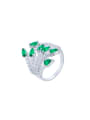 thumb Brass Cubic Zirconia Flower Luxury Band Ring 0