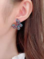 thumb Brass Cubic Zirconia Multi Color Butterfly Luxury Cluster Earring 1
