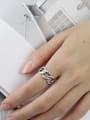 thumb 925 Sterling Silver Hollow Geometric Minimalist Free Size Band Ring 2