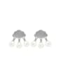 thumb 925 Sterling Silver Imitation Pearl Cloud Minimalist Drop Earring 0