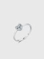 thumb 925 Sterling Silver Cubic Zirconia Heart Dainty Band Ring 0