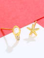 thumb Alloy Cubic Zirconia Star Cute Asymmetrical Stud Earring 2