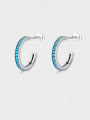 thumb 925 Sterling Silver Turquoise Geometric Minimalist Stud Earring 3